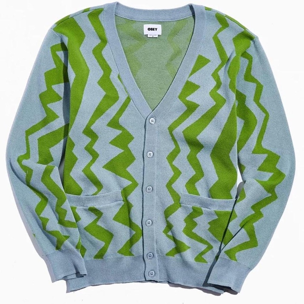 Obey Men's Green and Gray Sweater